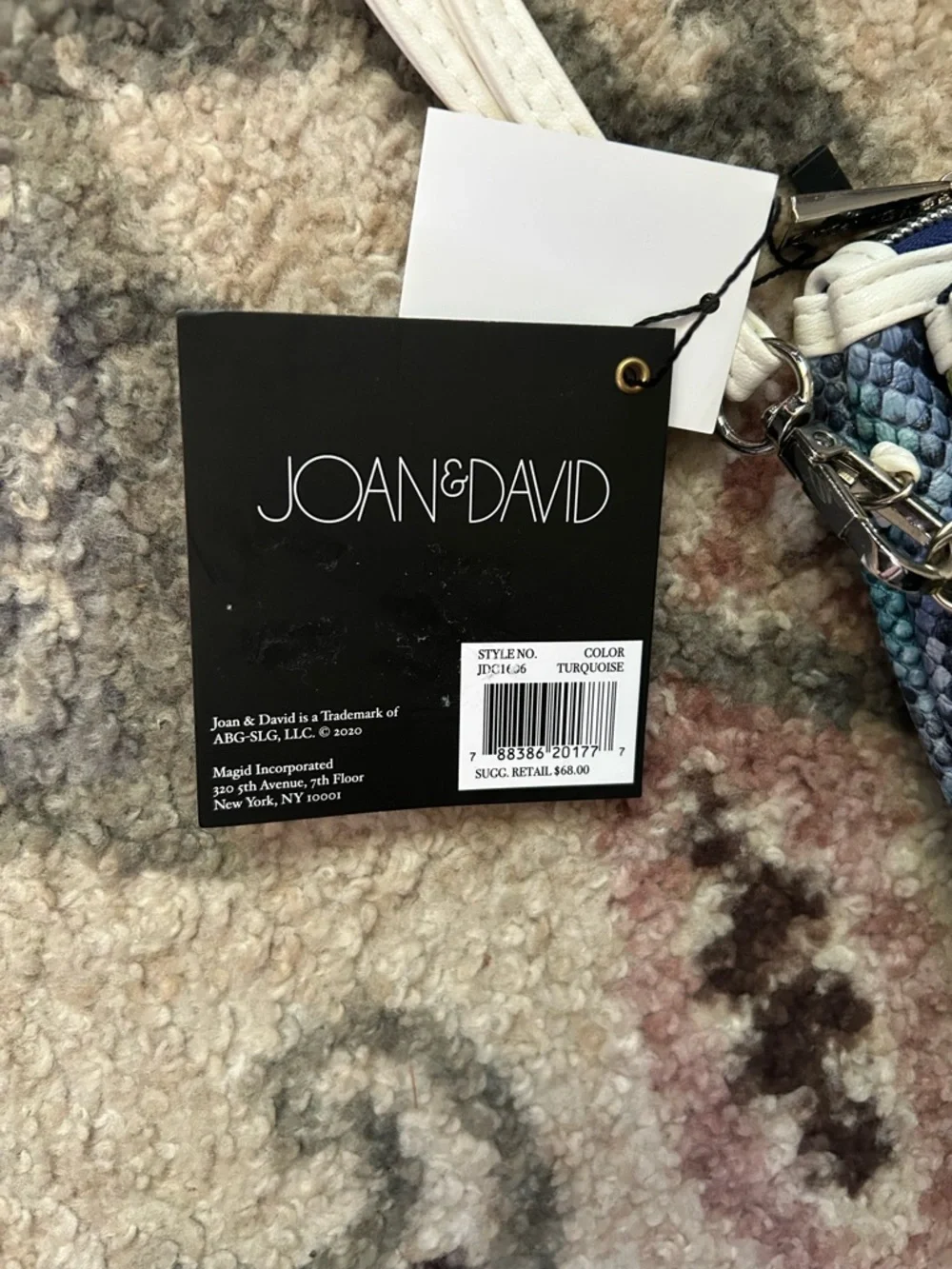 NWT Joan & David Teal Snake-Print 3 piece Toiletry Set